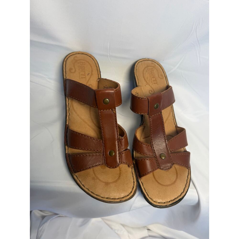 Born Women’s Brown Chunky Wedge Sandals Leather Caramel 90s Summer Size 9